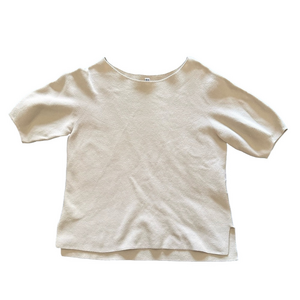 Uniqlo Beige Short Sleeve Tee Woman Small Classic Neutral Capsule Minimalist